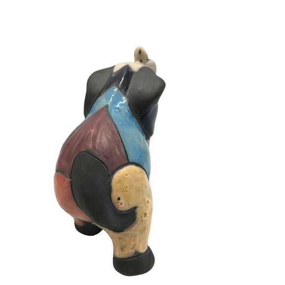 Handmade Elephant Figurine Ceramic & Glazed Multicolor - Picture 2 of 8